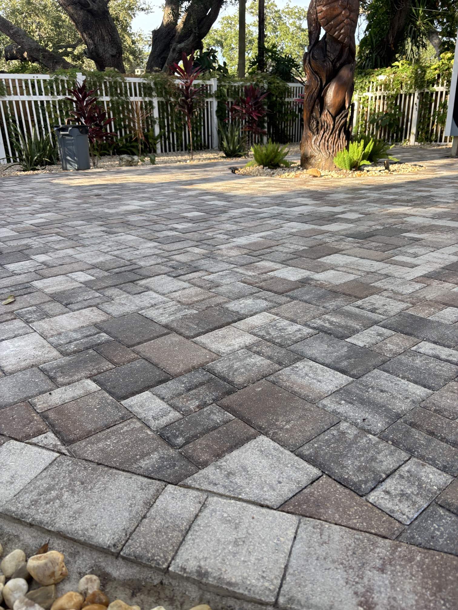Close-up of sealed paver texture after hardscape sealing on a Clearwater, FL patio