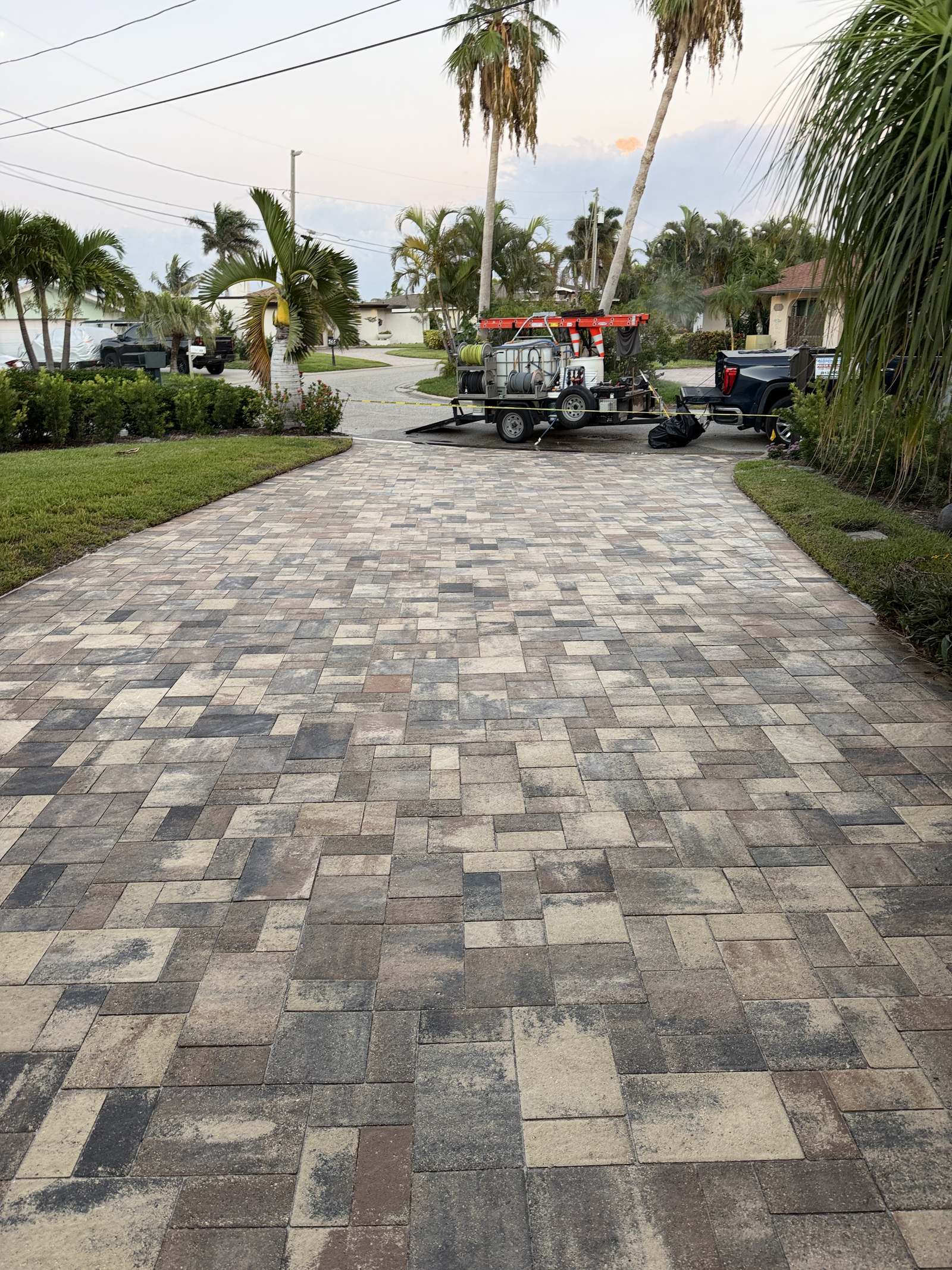 Sealed paver driveway, full view, in Indian Rocks Beach, FL