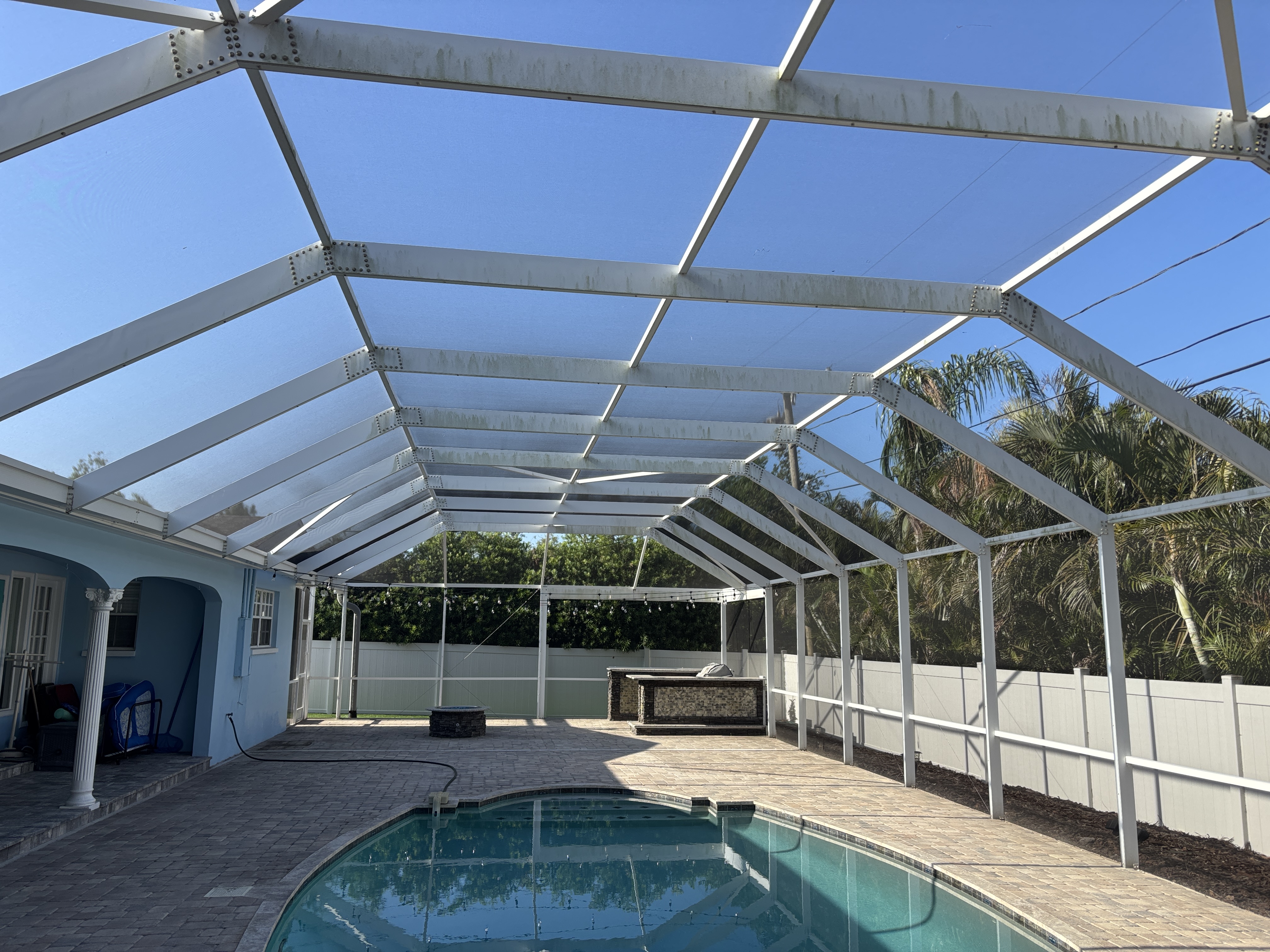 Before photo of pool cage in Largo, FL