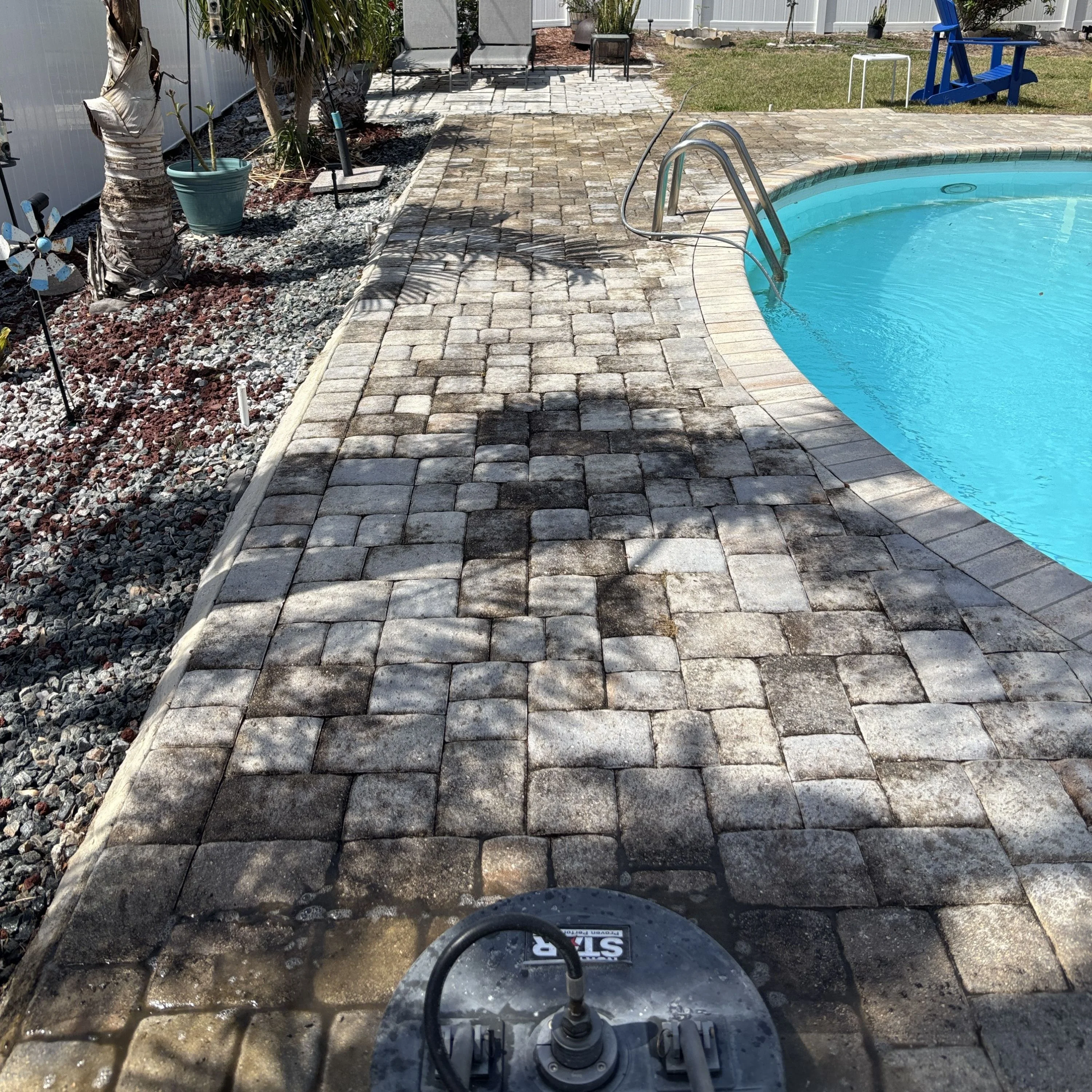 Before photo of pool deck pavers in Clearwater, FL